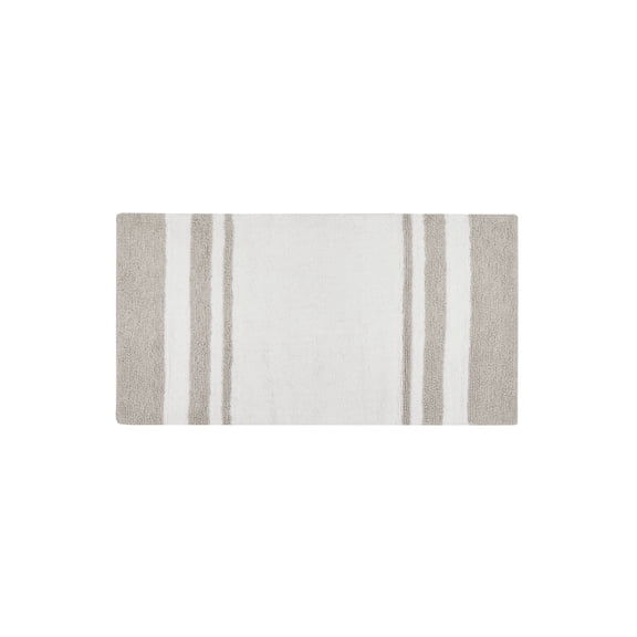 Madison Park Reversible Bath Rug, Absorbent Taupe Floor Mat for Bathroom, 100% Cotton Soft Bathroom Rug, 27"x45"