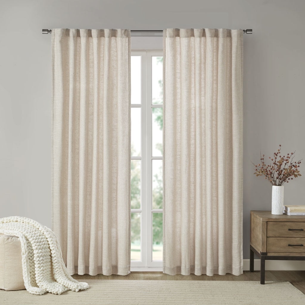 Natural Faux Linen Light-Filtering Rod Pocket Curtain Panel