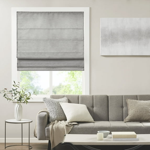 Madison Park Roman Window Shades, Room Darkening Shades, Cordless, Gray, 35'' x 64'', 1-Piece