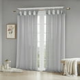 thumbnail image 1 of Madison Park Rosette Floral Embellished Cuf Tab Top 1-Piece 50x84 Solid Curtain Panel, Grey, 1 of 8
