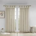 thumbnail image 1 of Madison Park Rosette Floral Embellished Cuff Tab Top Solid Window Panel in Beige, 1 of 5