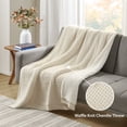 thumbnail image 1 of Madison Park Rowan 50x60" Contemporary Chenille Waffle Knit Throw in Ivory, 1 of 9