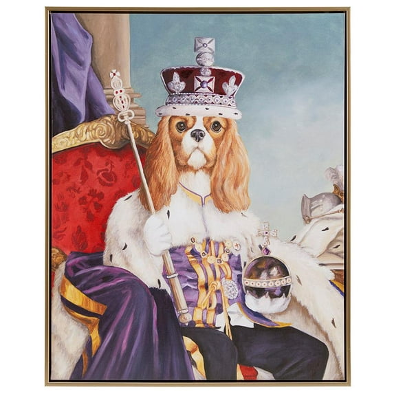 Madison Park Royal Cat Portrait Renaissance Style Framed Canvas Wall Art, King Charles, 16.5"W x 20.5"H