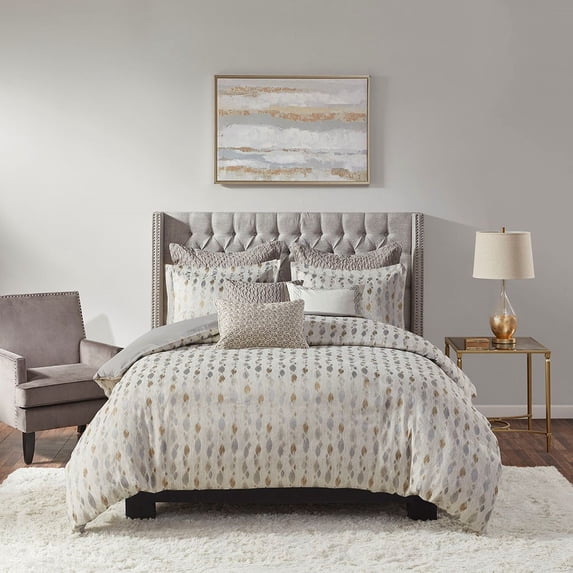 Madison Park Sanctuary 9 Piece Adult Modern Comforter Set, King - Taupe Gold