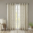 thumbnail image 1 of Madison Park Saratoga Fretwork Print Grommet Top Window Curtain Panel in Beige/Grey, 50"x95", 1 of 5