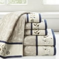 thumbnail image 1 of Madison Park Serene 6-Piece Cotton Embroidered Jacquard Towel Set in Navy, 1 of 5
