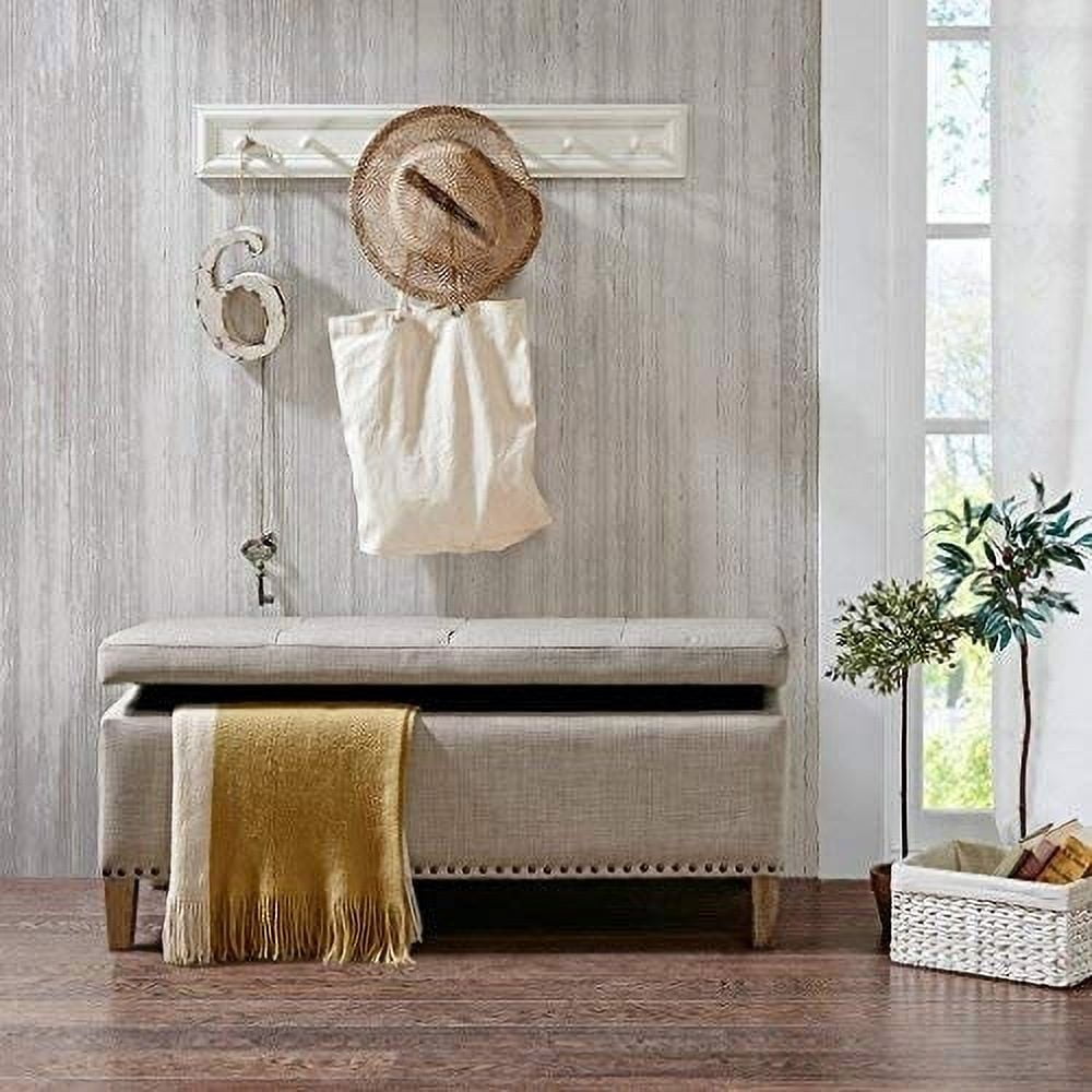 Tessa Collection Modern Tufted Storage Bench in Heathery Light Grey
