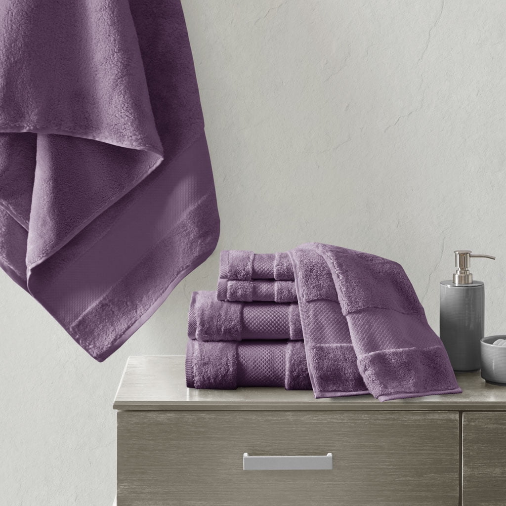 Purple Turkish Cotton 6-Piece Hand and Washcloth Set