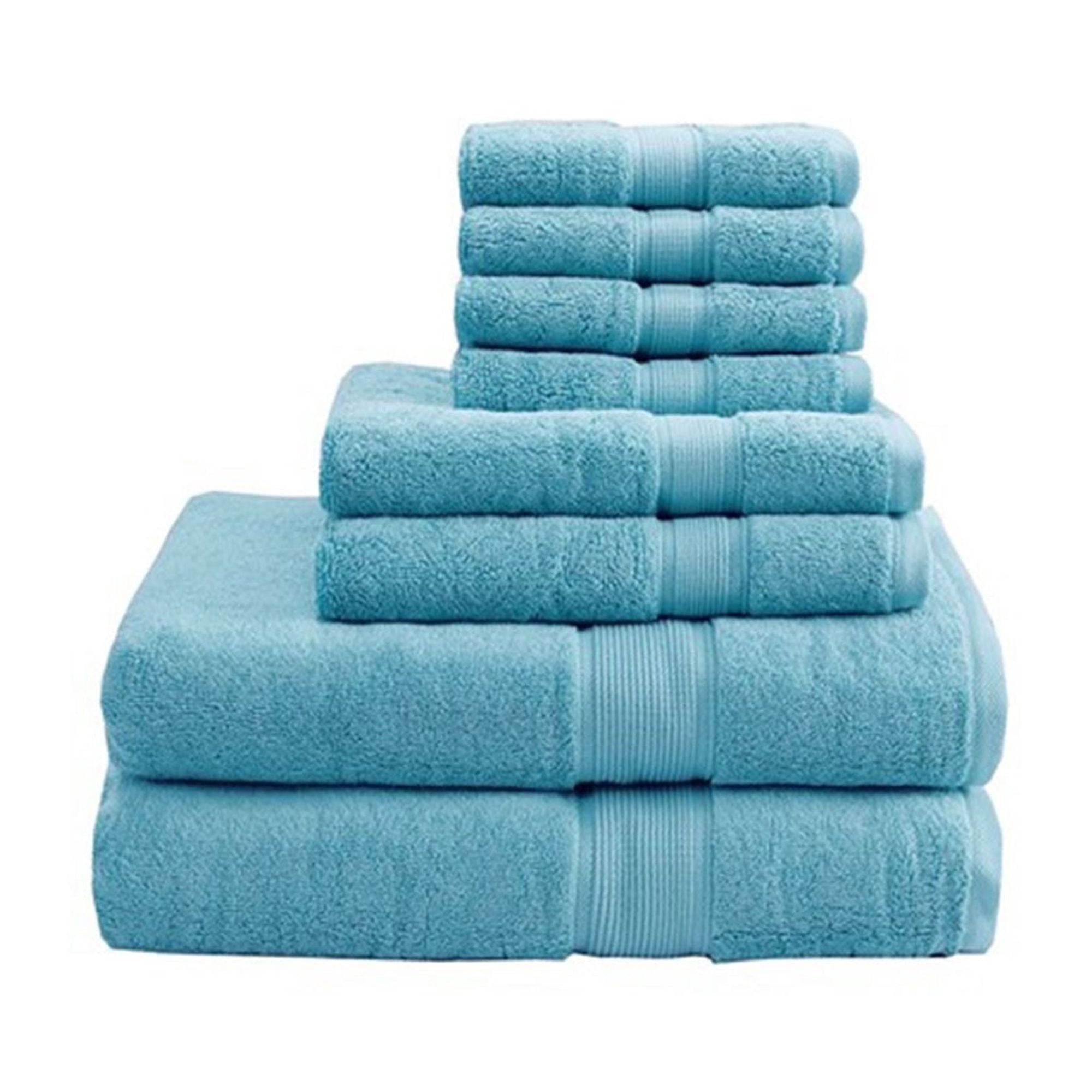 Madison Park 8-Piece Luxury Cotton Towel Set, 800GSM Bath Towels, Ultra Soft & Absorbent, Aqua