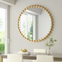 Madison Park Signature Marlowe Beaded Round Wall Mirror 27"D in Gold