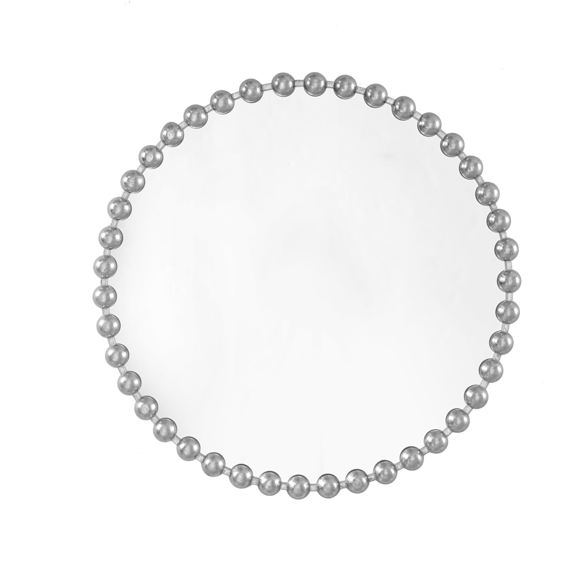Marlowe Beaded 36" Silver Metallic Round Wall Mirror