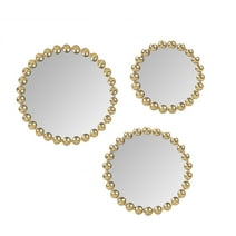 Madison Park Signature Marlowe Gold Modern Luxury Beaded Round Wall Mirror 3-Piece Set, 20"Dia/17.25"Dia/14"Dia