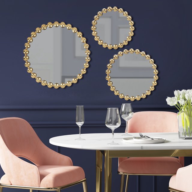 Madison Park Signature Marlowe Gold Modern Luxury Beaded Round Wall