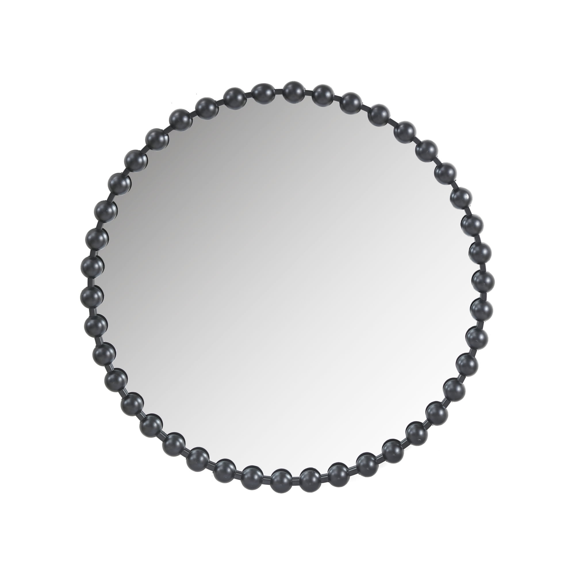 36" Round Black Beaded Frame Wall Mirror