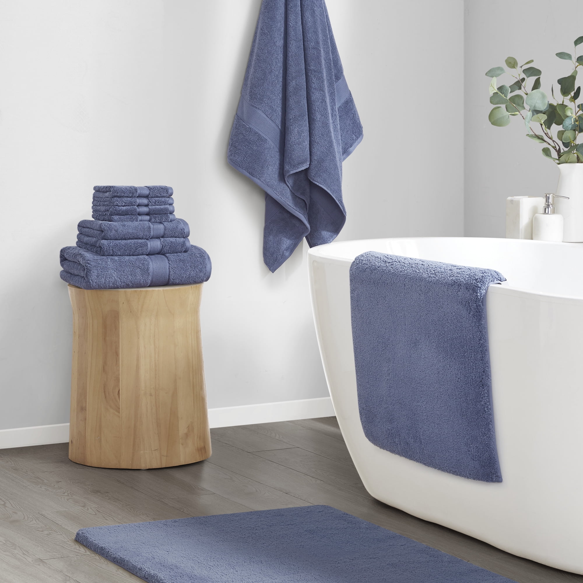 Blue Contour Microfiber Bath Rug with Quick-Dry Technology