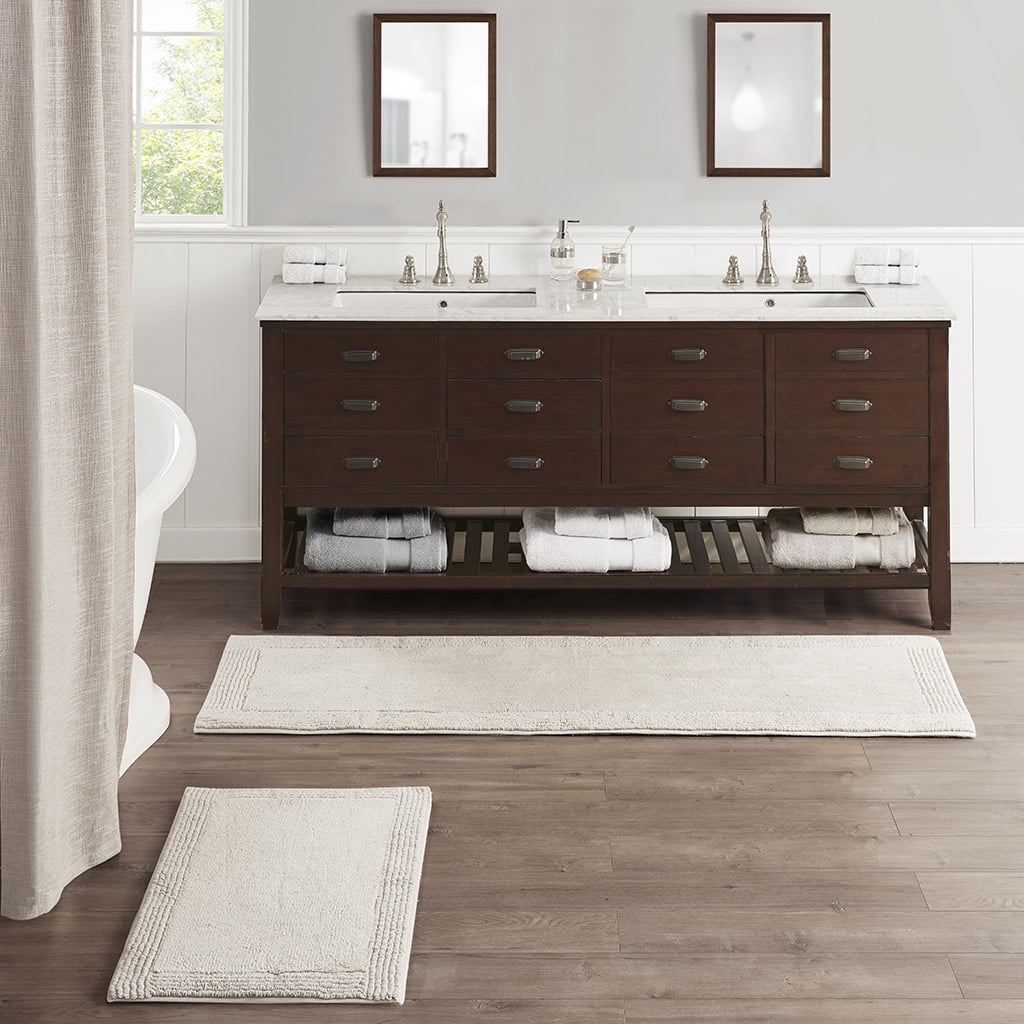 Splendor Taupe Cotton Tufted Reversible Bath Rug 24" x 72"
