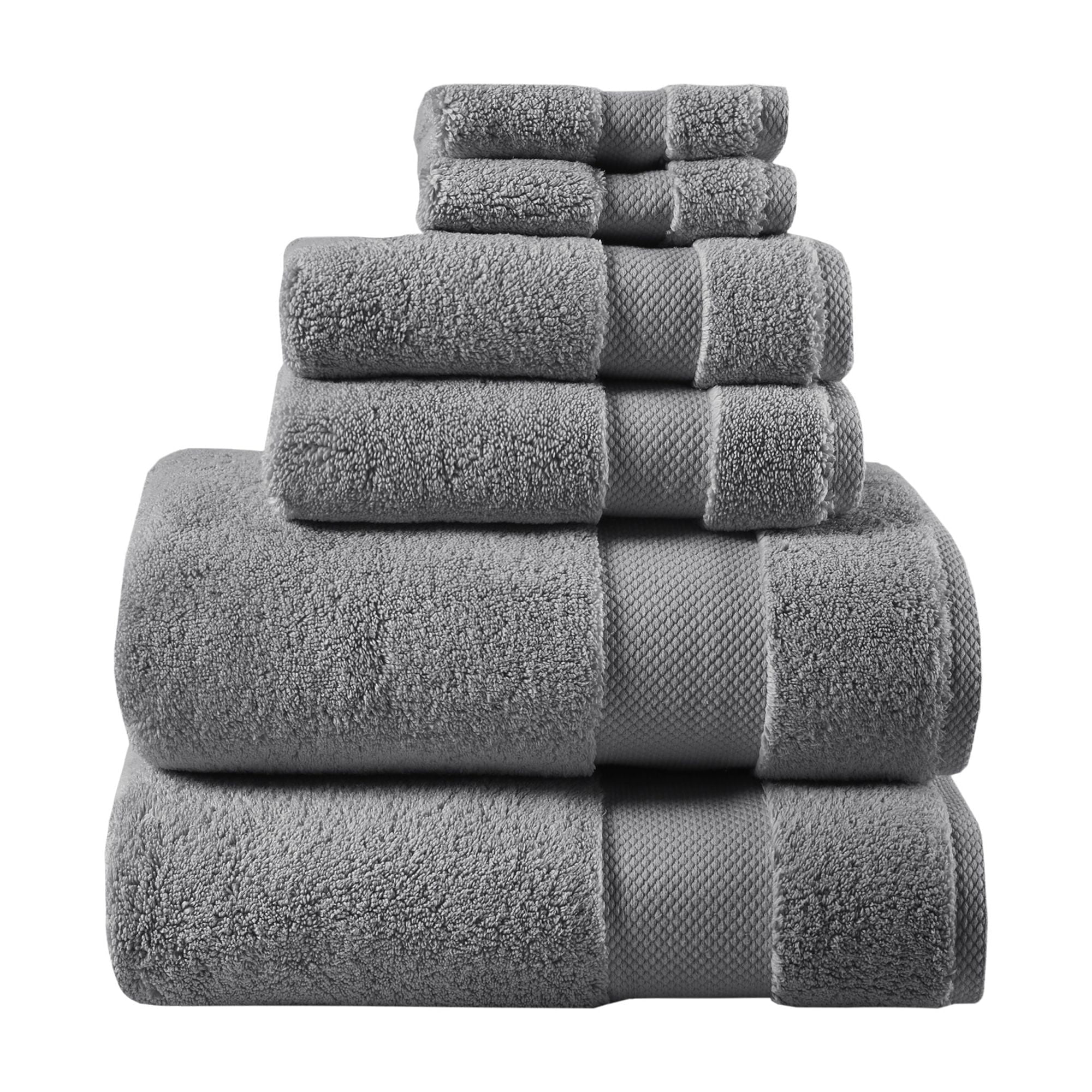 Oversized Charcoal Cotton and Microfiber Hand Towel Set