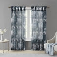 thumbnail image 1 of Madison Park Simone Printed Floral Twist Tab Top Voile Sheer Curtain in Navy, 50"x84", 1 of 8