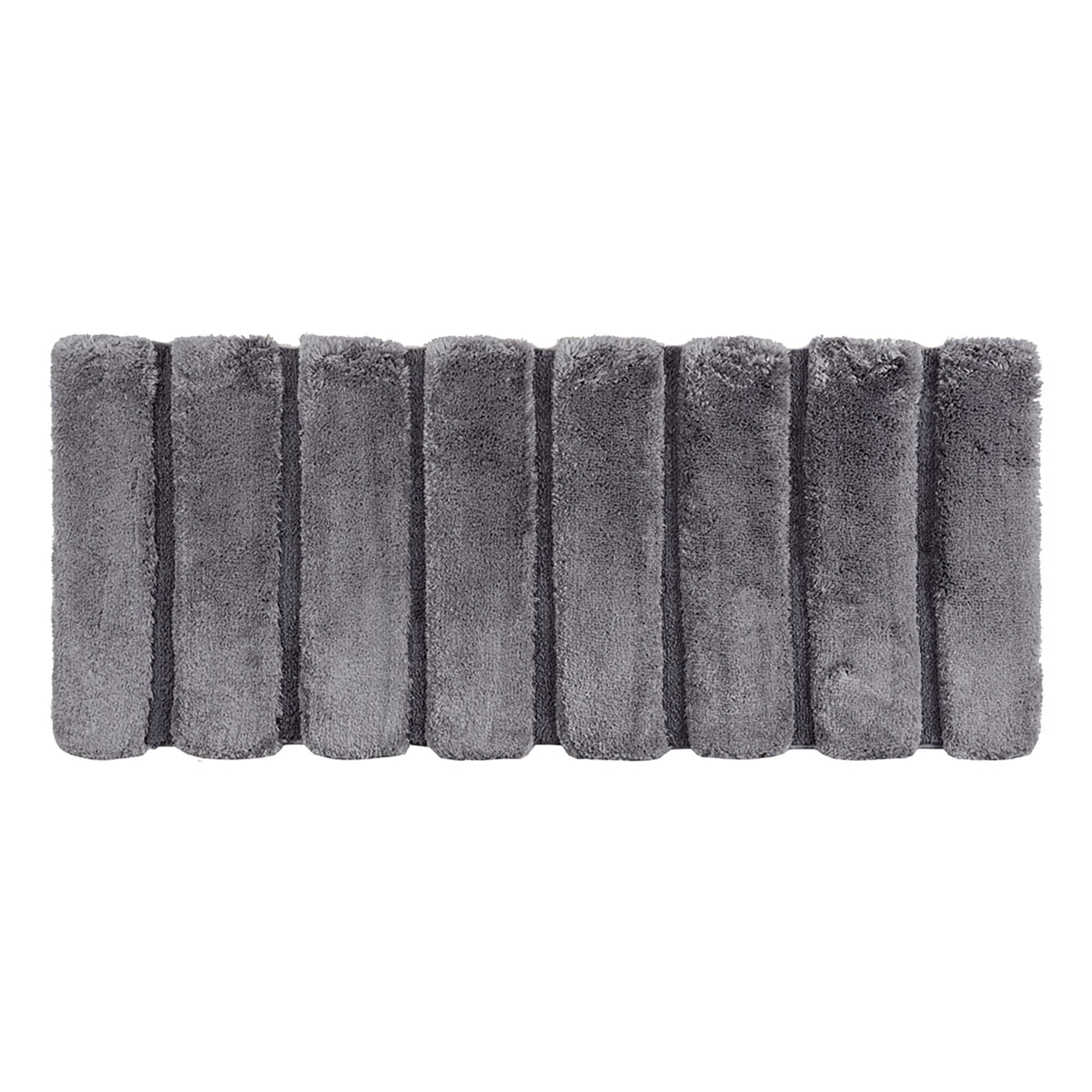 Grey Tufted Polyester Bathroom Rug with Non-Skid Backing, 24" x 58"