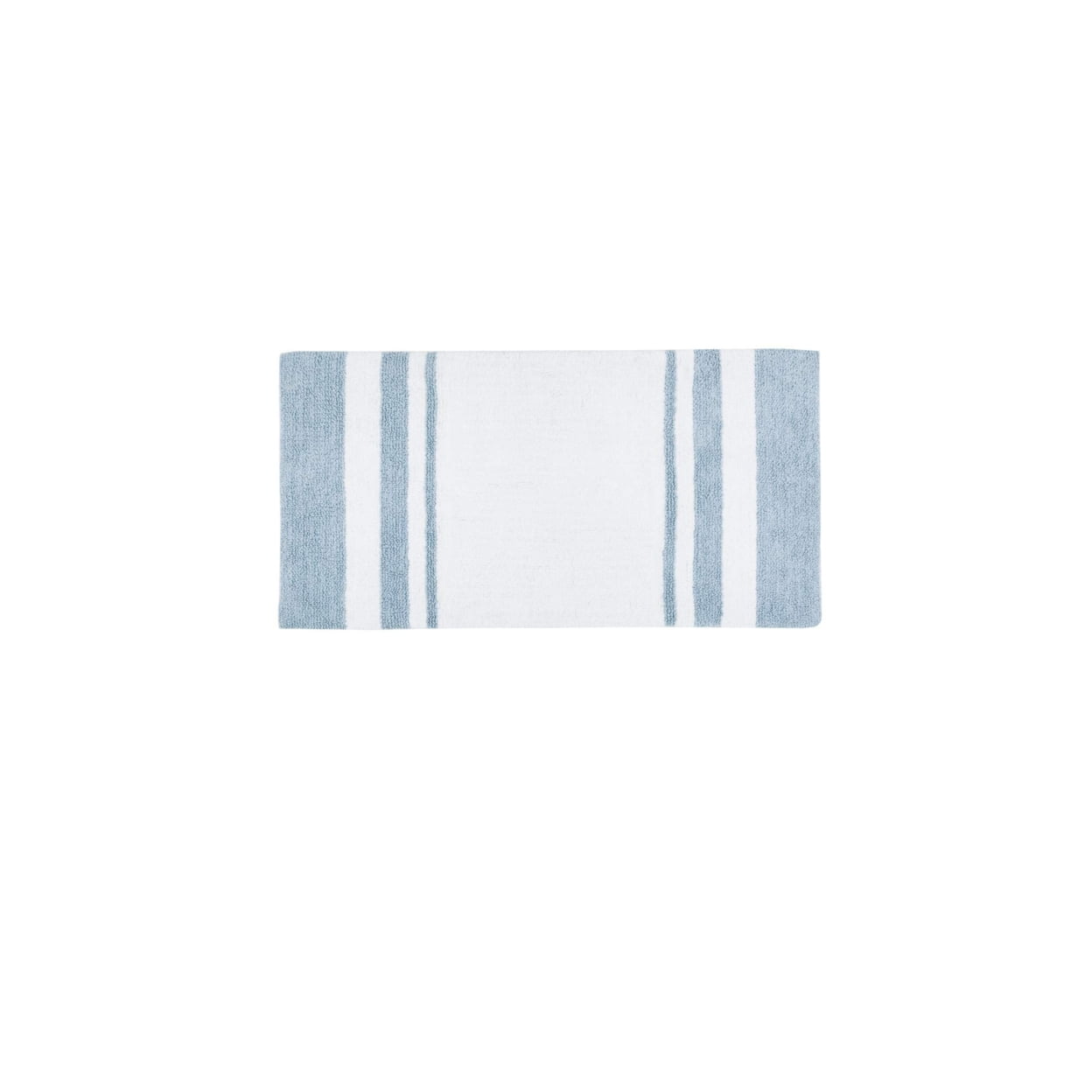 Blue and White Cotton Reversible Bath Rug