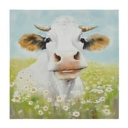 Madison Park Sunshine Animals Farmhouse Style Cow Printed on Canvas Wall Art, Green Multi, 16"W x 16"H