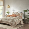 thumbnail image 1 of Madison Park Tangiers Floral Printed 6-Piece Full/Queen Reversible Quilt Set With Decorative Pillows, Orange, 1 of 5