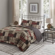 Madison Park Timber 3 Piece Full/Queen Reversible Printed Quilt Set Red/Black