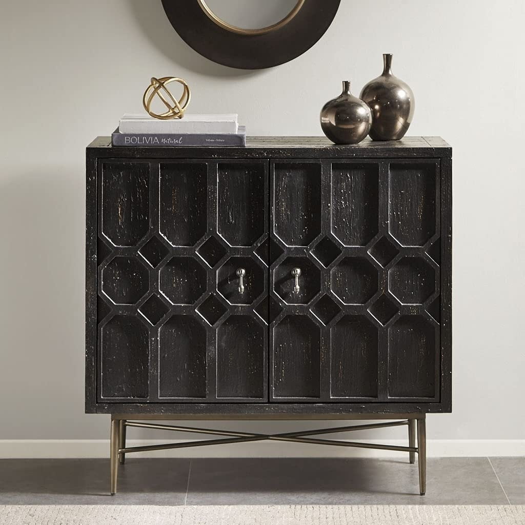 Hanley Black MDF and Metal 2-Door Accent Cabinet