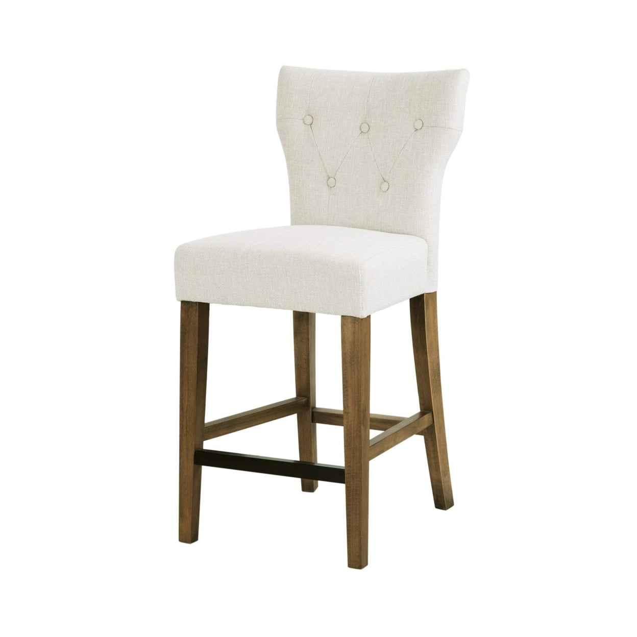 Cream Tufted Back Birch Wood Counter Stool