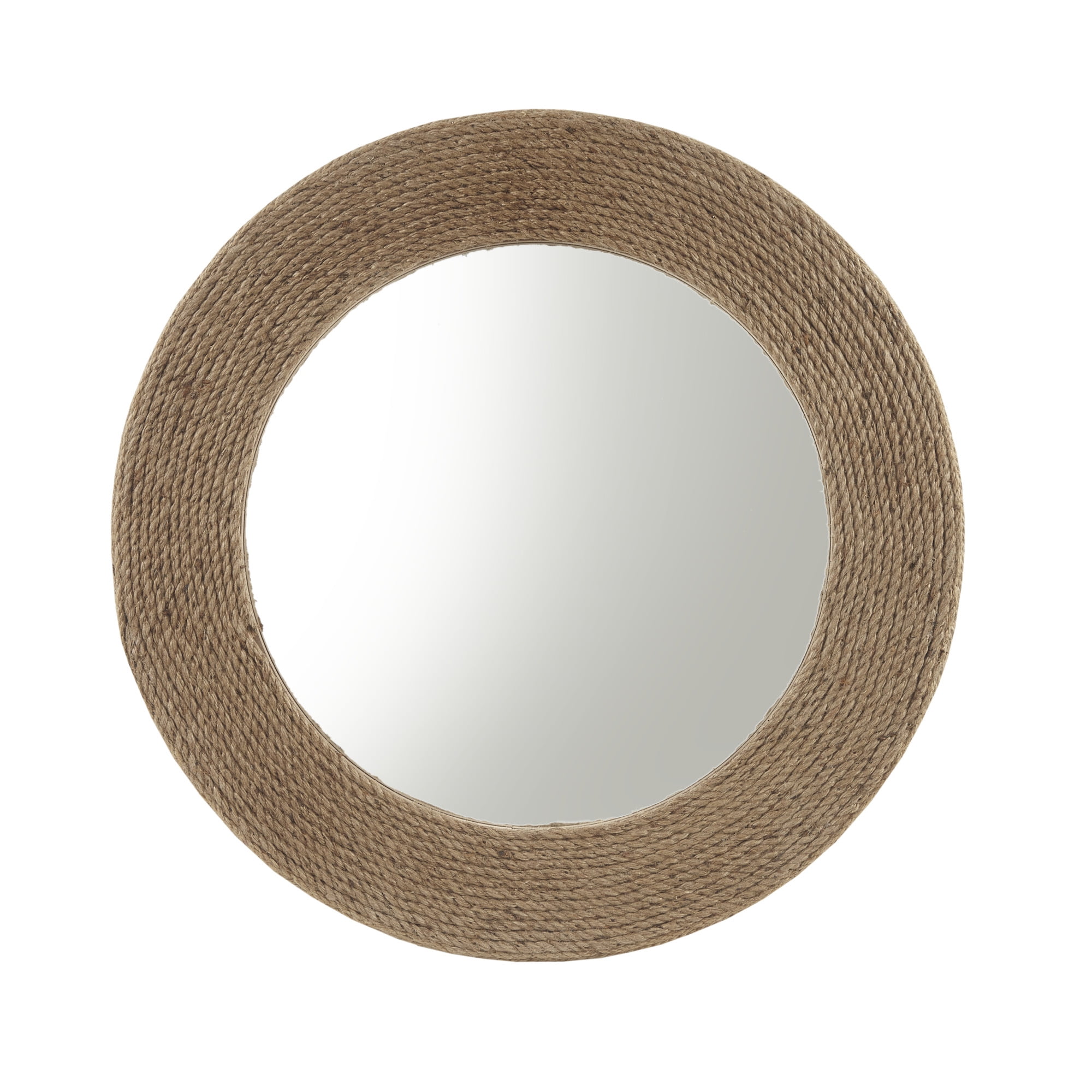 Coastal Charm Natural Jute Rope 26" Round Wall Mirror