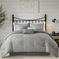 thumbnail image 1 of Madison Park Queen Size 7 Piece Printed Seersucker Comforter Set Grey,Bed in a Bag,All Season Bed Set,Cozy and Lightweight, 1 of 13