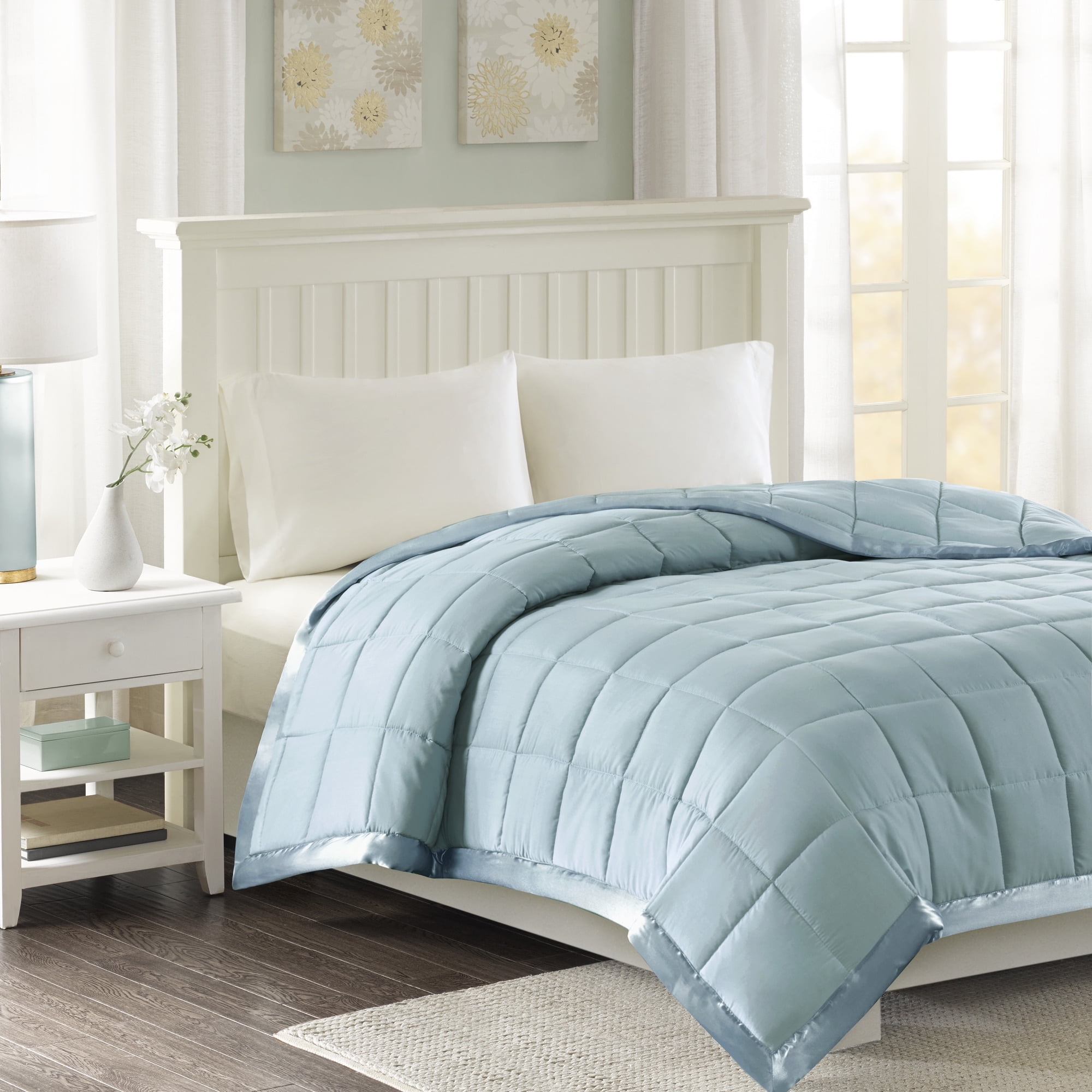 King Blue Satin Trim Down Alternative Blanket