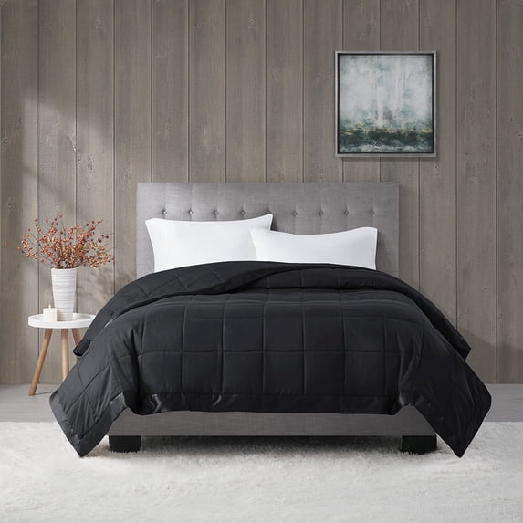Madison Park Windom Twin Microfiber Down Alternative Stain Resistant Blanket - Black