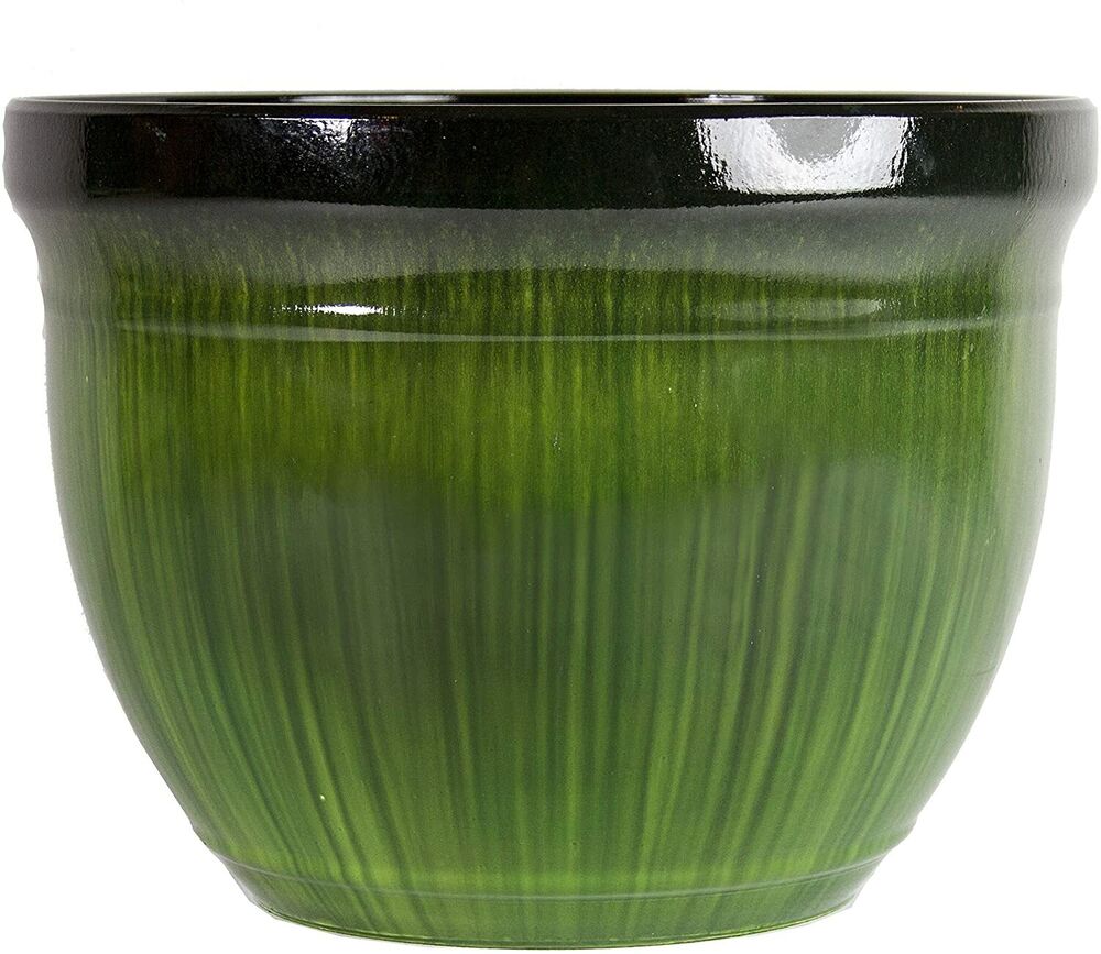Madison Planter, Green Drip, 15"