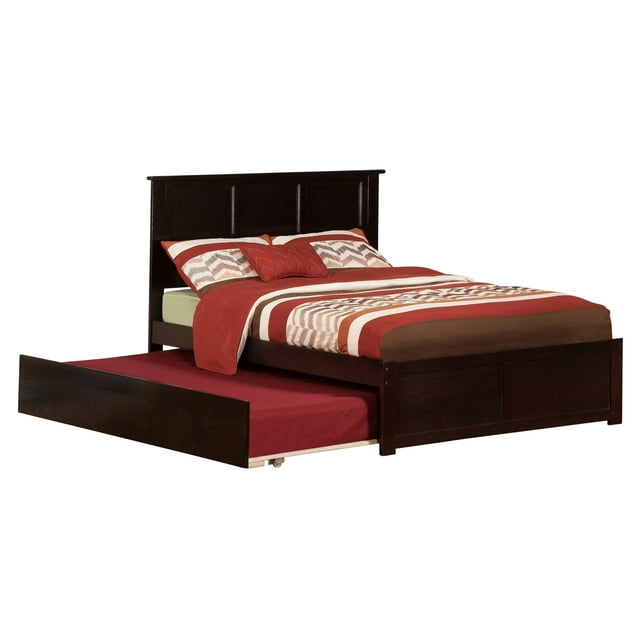 Madison Platform Bed with Flat Panel Foot Board and Twin Size Urban Trundle Bed in Multiple Colors and Sizes