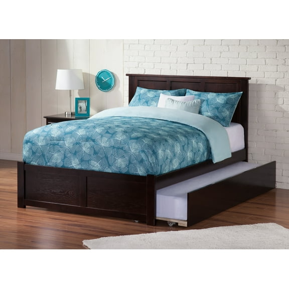 Madison Platform Bed with Flat Panel Foot Board and Twin Size Urban Trundle Bed in Multiple Colors and Sizes