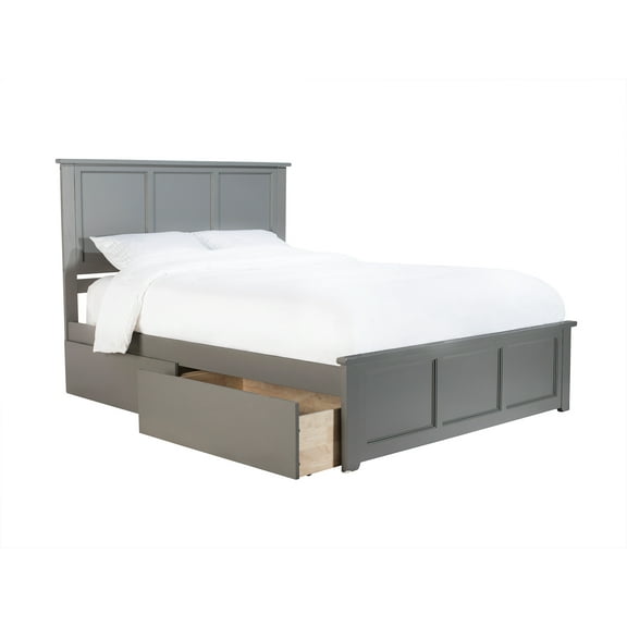 Madison Platform Bed with Matching Foot Board with 2 Urban Bed Drawers in Gray, Queen