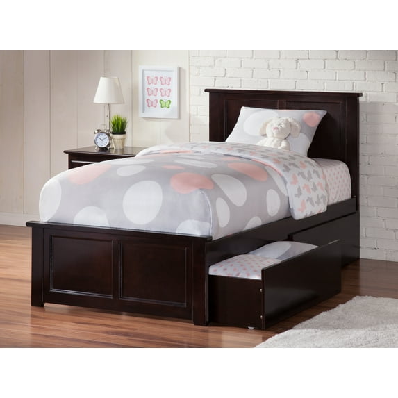 Madison Platform Bed with Matching Foot Board with 2 Urban Bed Drawers in Multiple Colors and Sizes