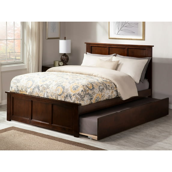 Madison Platform Bed with Matching Foot Board with Twin Size Urban Trundle Bed in Multiple Colors and Sizes