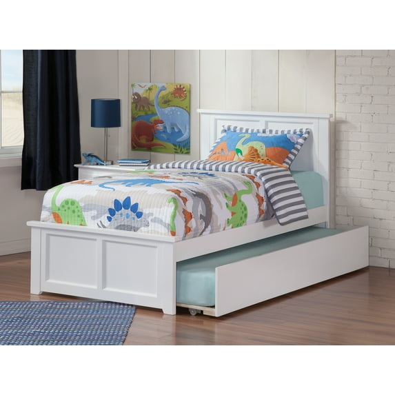 Madison Platform Bed with Matching Foot Board with Twin Size Urban Trundle Bed in Multiple Colors and Sizes