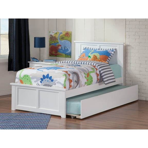 Madison Platform Bed with Matching Foot Board with Twin Size Urban Trundle Bed in Multiple Colors and Sizes