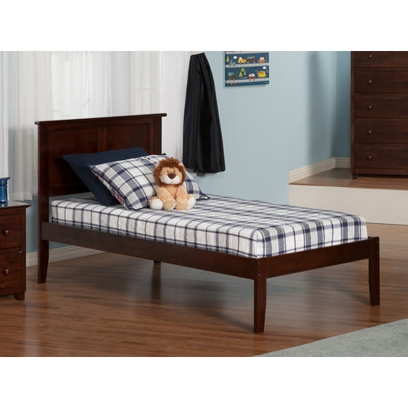 AFI Madison Twin XL Solid Wood Platform Bed with Panel Headboard, Walnut