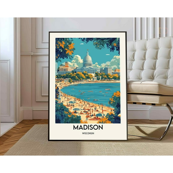 Madison Poster, Madisonmadison Print, Madison Photo, Madison Poster Print, Madison Travel Poster, Madison Wisconsin, Madison City Wall Art, Modern Wall Decor, 8x12 UNFRAMED