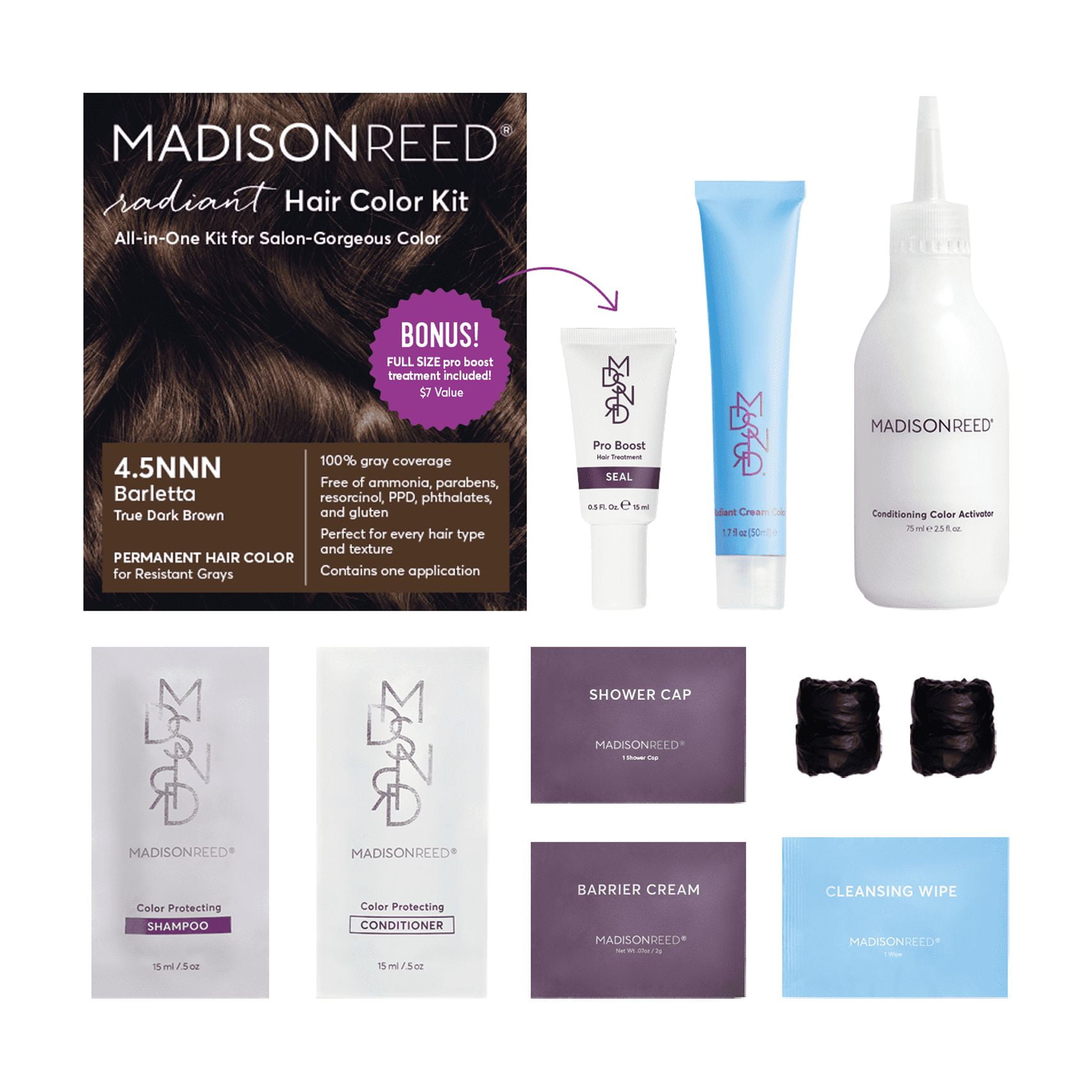 Walmart discount codes: Madison Reed Radiant Permanent Hair Color Kit with Bonus Pro Boost, Barletta (4.5NNN), True Dark Brown