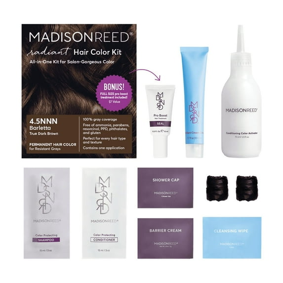 Madison Reed Radiant Permanent Hair Color Kit with Bonus Pro Boost, Barletta (4.5NNN), True Dark Brown