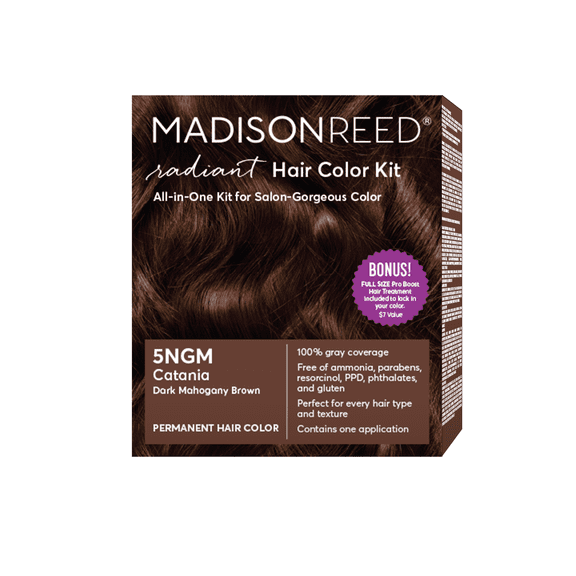Madison Reed Radiant Permanent Hair Color Kit with Bonus Pro Boost, Catania (5NGM), Dark Mahogany Brown