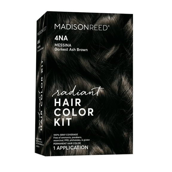Madison Reed Radiant Permanent Hair Color Kit, Messina, (4NA), Darkest Ash Brown, 8-Piece Kit