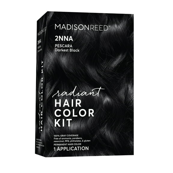 Madison Reed Radiant Permanent Hair Color Kit, Pescara Black (2NNA), Darkest Black, 8-Piece Kit