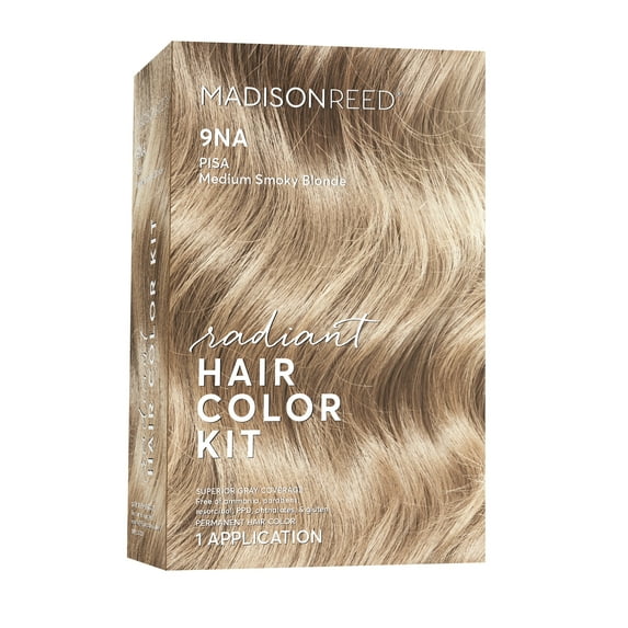 Madison Reed Radiant Permanent Hair Color Kit, Pisa, (9NA), Medium Smokey Blonde, 8-Piece Kit