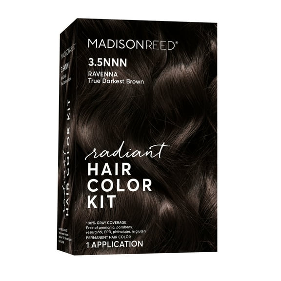Madison Reed Radiant Permanent Hair Color Kit, Ravenna (3.5NNN), True Darkest Brown, 8-Piece Kit